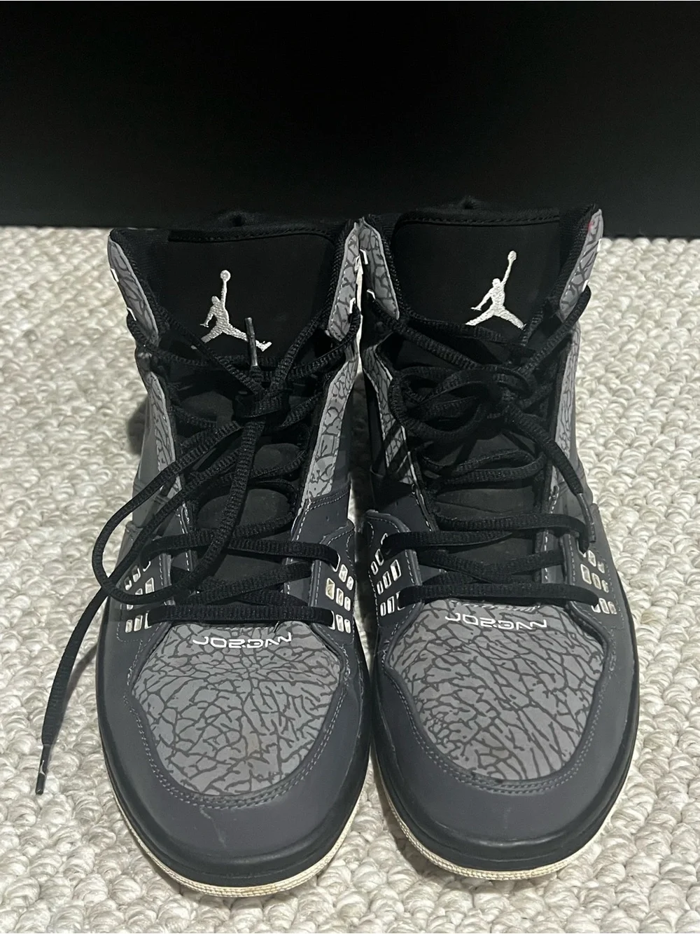 JORDAN 1 FLIGHT DARK GREY/BLACK-WHITE-CMNT GRY SZ 12